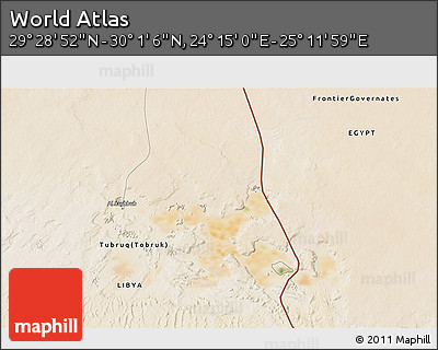 Satellite 3D Map of the Area around 29° 44' 59" N, 24° 43' 30" E