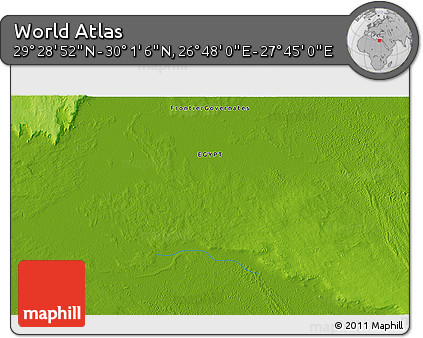 Physical 3D Map of the Area around 29° 44' 59" N, 27° 16' 29" E