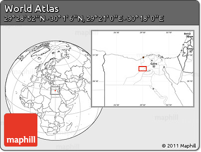 Blank Location Map of the Area around 29° 44' 59" N, 29° 49' 30" E