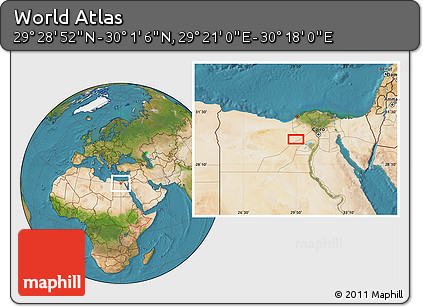 Satellite Location Map of the Area around 29° 44' 59" N, 29° 49' 30" E