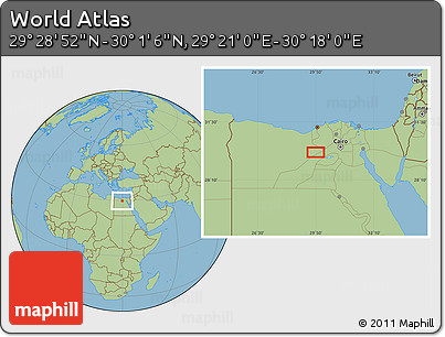 Savanna Style Location Map of the Area around 29° 44' 59" N, 29° 49' 30" E
