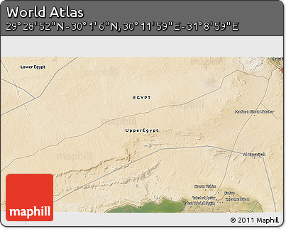 Satellite 3D Map of the Area around 29° 44' 59" N, 30° 40' 29" E