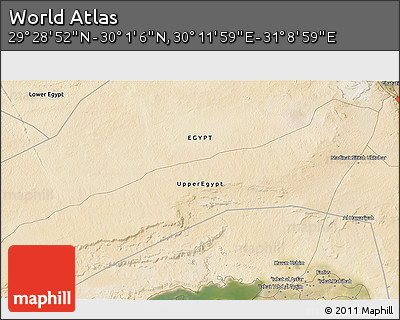 Satellite 3D Map of the Area around 29° 44' 59" N, 30° 40' 29" E