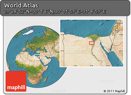 Satellite Location Map of the Area around 29° 44' 59" N, 30° 40' 29" E