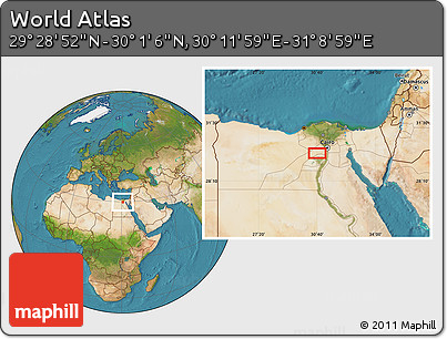 Satellite Location Map of the Area around 29° 44' 59" N, 30° 40' 29" E