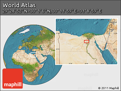 Satellite Location Map of the Area around 29° 44' 59" N, 30° 40' 29" E