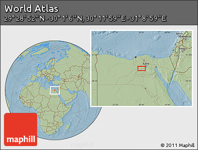 Savanna Style Location Map of the Area around 29° 44' 59" N, 30° 40' 29" E, hill shading
