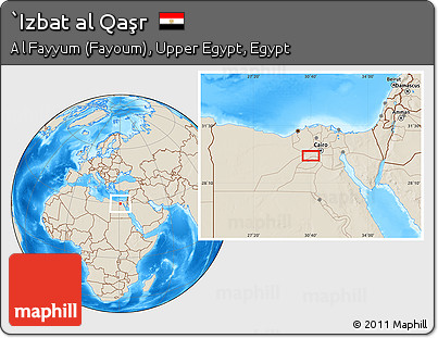 Shaded Relief Location Map of `Izbat Al Qaşr