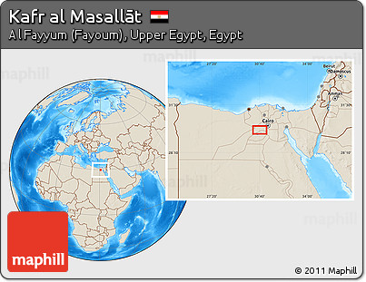 Shaded Relief Location Map of Kafr Al Masallāt