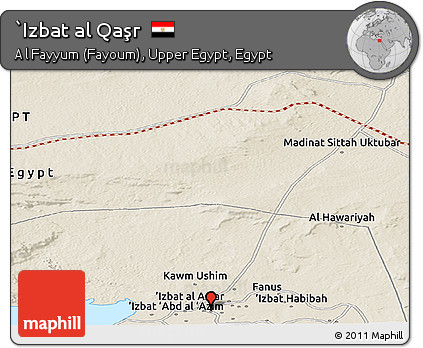 Shaded Relief Panoramic Map of `Izbat Al Qaşr