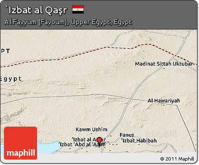 Shaded Relief Panoramic Map of `Izbat Al Qaşr