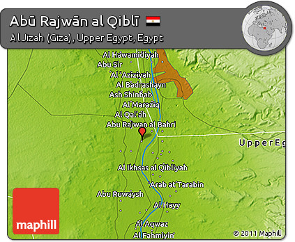 Physical 3D Map of Abū Rajwān Al Qiblī