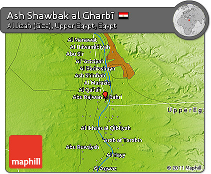 Physical 3D Map of Ash Shawbak Al Gharbī