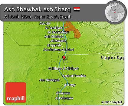 Physical 3D Map of Ash Shawbak Ash Sharq