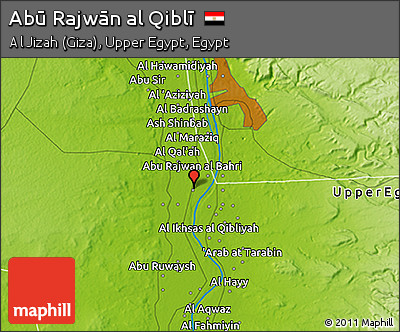 Physical 3D Map of Abū Rajwān Al Qiblī