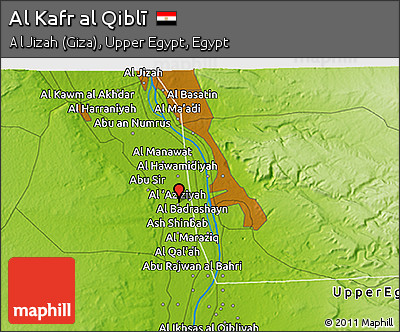 Physical 3D Map of Al Kafr Al Qiblī