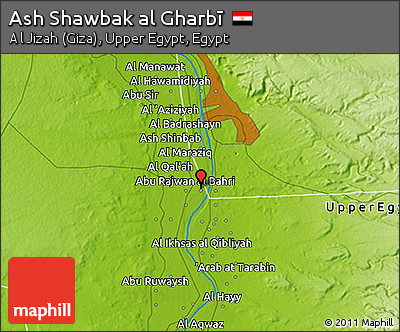 Physical 3D Map of Ash Shawbak Al Gharbī