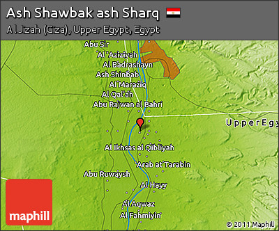 Physical 3D Map of Ash Shawbak Ash Sharq