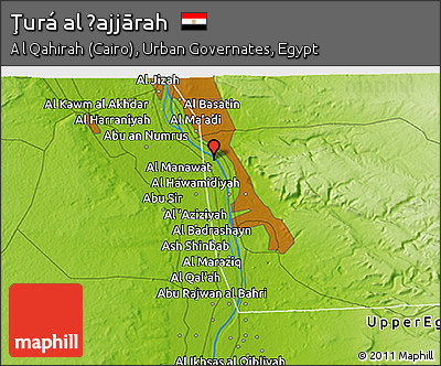 Physical 3D Map of Ţurá Al Ḩajjārah