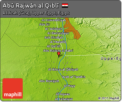 Physical 3D Map of Abū Rajwān Al Qiblī
