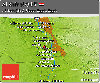 Physical 3D Map of Al Kafr Al Qiblī