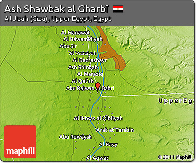 Physical 3D Map of Ash Shawbak Al Gharbī