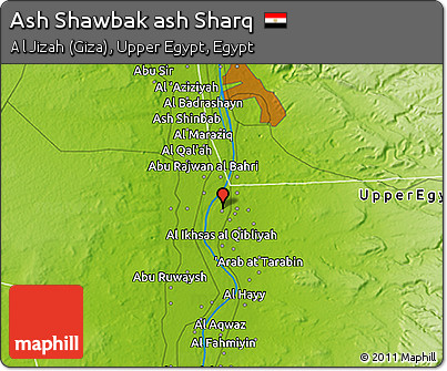 Physical 3D Map of Ash Shawbak Ash Sharq