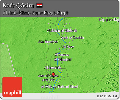 Political 3D Map of Kafr Qāsim