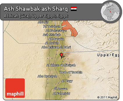 Satellite 3D Map of Ash Shawbak Ash Sharq