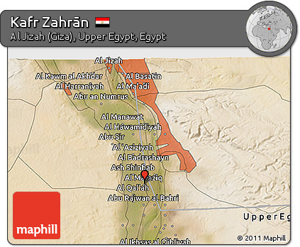 Satellite 3D Map of Kafr Zahrān