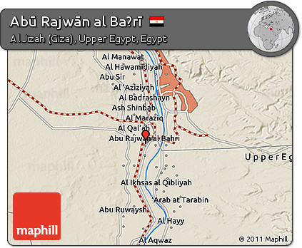 Shaded Relief 3D Map of Abū Rajwān Al Baḩrī