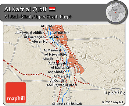 Shaded Relief 3D Map of Al Kafr Al Qiblī