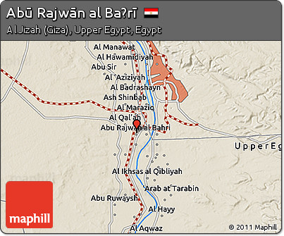 Shaded Relief 3D Map of Abū Rajwān Al Baḩrī