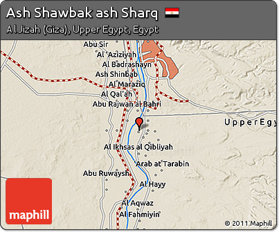 Shaded Relief 3D Map of Ash Shawbak Ash Sharq