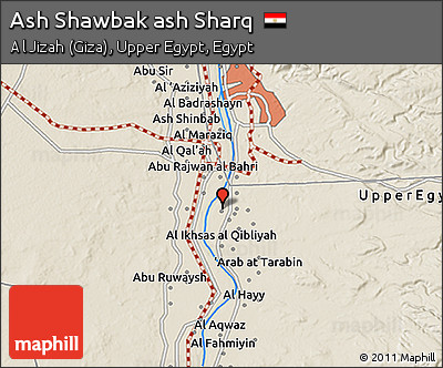 Shaded Relief 3D Map of Ash Shawbak Ash Sharq