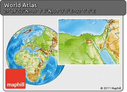 Physical Location Map of the Area around 29° 44' 59" N, 31° 31' 29" E