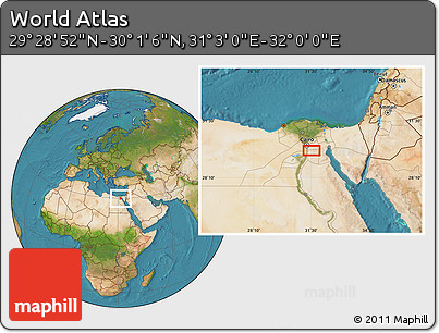 Satellite Location Map of the Area around 29° 44' 59" N, 31° 31' 29" E