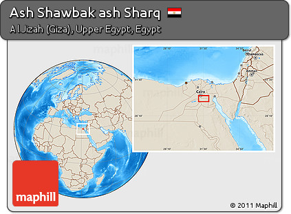 Shaded Relief Location Map of Ash Shawbak Ash Sharq