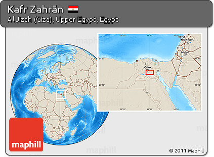 Shaded Relief Location Map of Kafr Zahrān