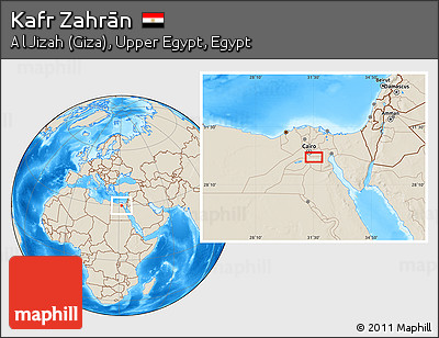 Shaded Relief Location Map of Kafr Zahrān