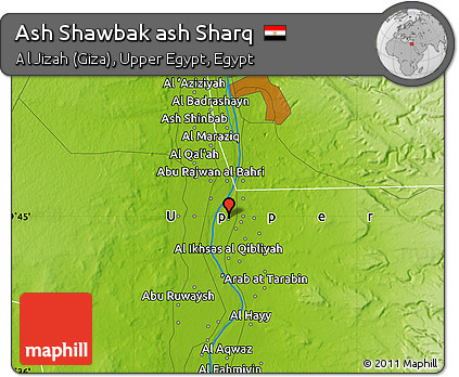 Physical Map of Ash Shawbak Ash Sharq