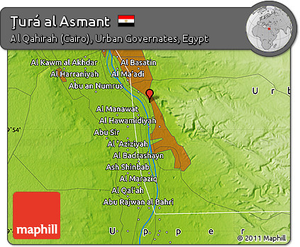 Physical Map of Ţurá Al Asmant