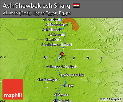 Physical Map of Ash Shawbak Ash Sharq