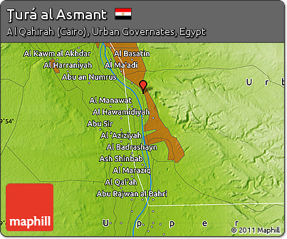 Physical Map of Ţurá Al Asmant