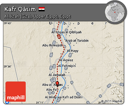 Shaded Relief Map of Kafr Qāsim