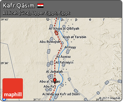 Shaded Relief Map of Kafr Qāsim