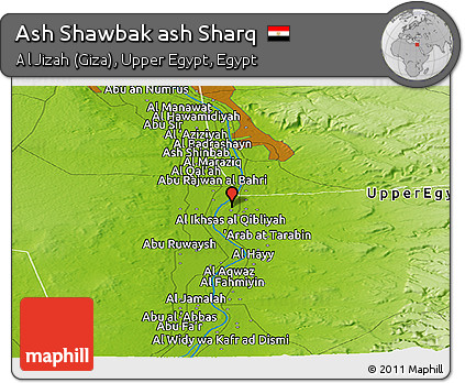 Physical Panoramic Map of Ash Shawbak Ash Sharq