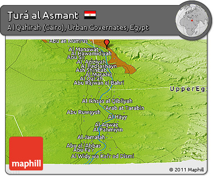 Physical Panoramic Map of Ţurá Al Asmant