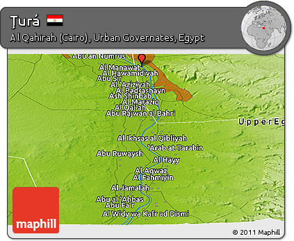 Physical Panoramic Map of Ţurá