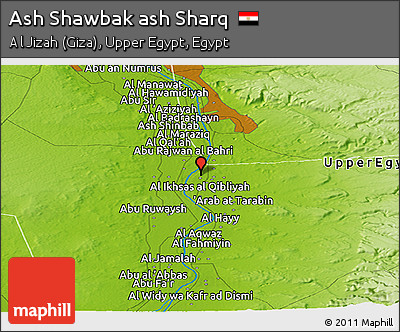 Physical Panoramic Map of Ash Shawbak Ash Sharq